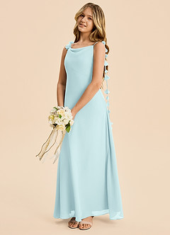 Azazie Gumdrop Junior Sea Glass Empire Pleated Chiffon Dress image2