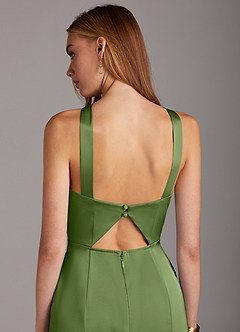 Azazie Elana Bridesmaid Dresses Juniper Sheath Side Slit Stretch Satin Dress image5