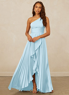 Christian Siriano Bridal for Azazie 1008 Bridesmaid Dresses Sky Blue A-Line One Shoulder Stretch Satin Dress image5