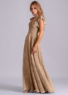 Azazie Leilani 신부 들러리 드레스 A라인 스윗하트 네크라인 플로럴 번아웃 바닥 길이 드레스 image5