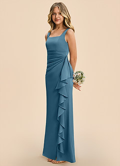 Azazie Adrienne Junior Bermuda Sheath Pleated Stretch Satin Dress image5