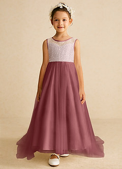 Azazie Tay Flower Girl Dresses Amethyst A-Line Sequins Tulle Dress image1