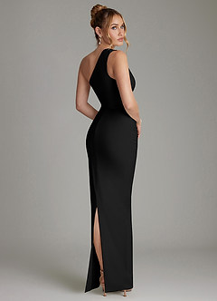Azazie Shanice Brautjungfernkleider Etui One-Shoulder Premium Stretch Jersey Kleid Schwarz image2