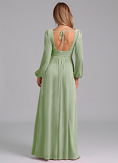Azazie Norah Bridesmaid Dresses Dusty Sage A-Line Long Sleeve Velvet Dress image6