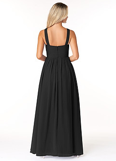 Azazie Elvira Bridesmaid Dresses Black A-Line Pleated Chiffon Dress image2