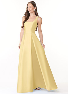Azazie Neve Bridesmaid Dresses Butter Ball-Gown with Pockets Stretch Satin Dress image3