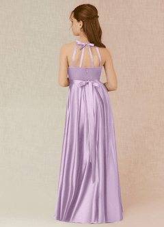 Azazie Arianthe Junior Frosted Lilac A-Line with Pockets Stretch Satin Dress image1
