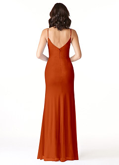 Azazie Deandra Bridesmaid Dresses Paprika Mermaid Pleated Mesh Dress image2