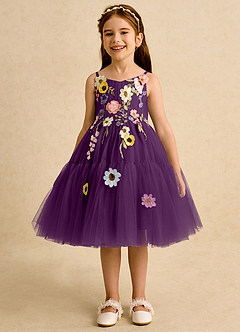 Azazie Osea vestidos de niña de las flores Vestido de Uva de Tul de Princesa con Plisado image4