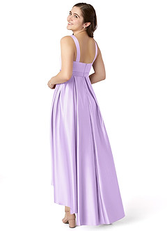 Azazie Inaya Junior A-Linie Gürtel/Schärpe Stretch-Satin Kleid Flieder image4