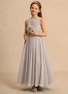 Azazie Ducky Junior Formal vestidos de niña de las flores Vestido de Escarcha de Gasa de Corte En A con Plisado image6