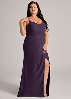 Azazie Deandra Bridesmaid Dresses Plum Mermaid Pleated Chiffon Dress image11