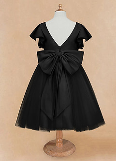 Azazie Kaeya Robe Demoiselle D'honneur Fillette Robe Trapèze en Tulle Arc Noir image6