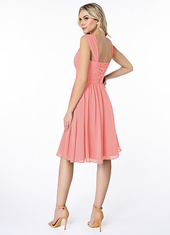 Azazie Angie Brautjungfernkleider A-Linie Korsett Chiffon Kleid Koralle image5