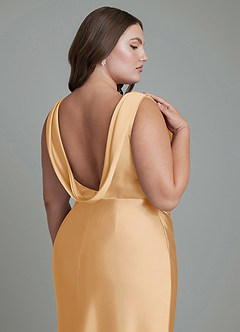 Azazie Kieryn Brautjungfernkleider Meerjungfrau-Linie Plissee Stretch-Satin Kleid Gold image14