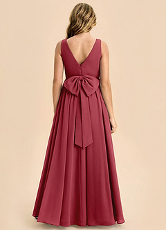 Azazie Hathaway Junior Pomegranate A-Line Bow Chiffon Dress image1