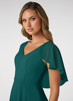 Azazie Jamie Bridesmaid Dresses Peacock A-Line Chiffon Dress image6