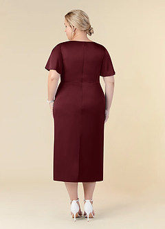 Azazie Everlyn Mother of the Bride Dresses Cabernet Sheath Pleated Stretch Satin Dress image8