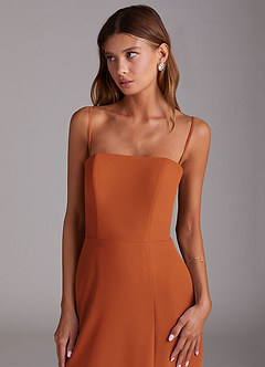 Azazie Wren Bridesmaid Dresses Cinnamon A-Line Side Slit Chiffon Convertible Dress image6
