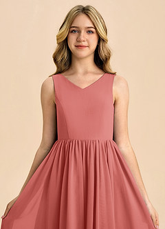 Azazie Hathaway Junior Antique Rose A-Line Bow Chiffon Dress image6