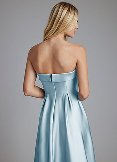 Azazie Lucienne Vestidos de damas de honor Vestido de Azul Cielo de Satén Elástico de Corte en A Convertible con Sin tirantes image6