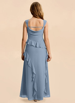 Azazie Sloane Junior A-Linie Herzausschnitt Chiffon Kleid Staubblau image2