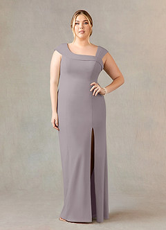 Azazie Ellen Final Sale Dusk Sheath Side Slit Stretch Crepe Dress image7