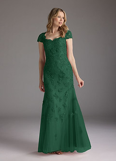Azazie Marbella Mother of the Bride Dresses Dark Green Mermaid Queen Anne Sequins Lace Dress image1