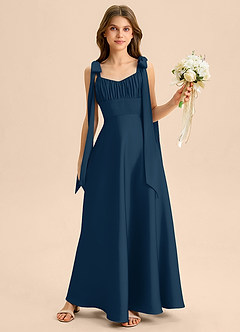 Azazie Halley Junior Klä av A-Line i Stretch Satin Rosett image1