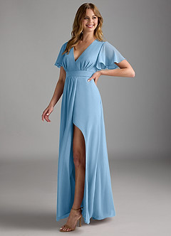 Azazie Zaniah Bridesmaid Dresses Steel Blue A-Line Chiffon Dress image5