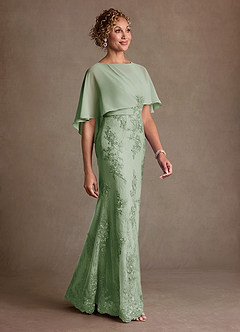 Azazie Amrita Klänningar till brudens mor Klä Sjöjungfru i Chiffong Spets Dusty Sage image2