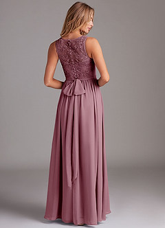 Azazie Kingsley Bridesmaid Dresses Vintage Mauve A-Line Lace Chiffon Dress image2