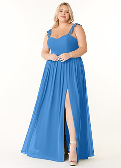 Azazie Metz Bridesmaid Dresses Blue Jay A-Line Sweetheart Ruched Chiffon Dress image7