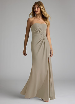 Azazie Jacqueline Final Sale Taupe Mermaid Sweetheart Neckline Stretch Crepe Convertible Dress image4