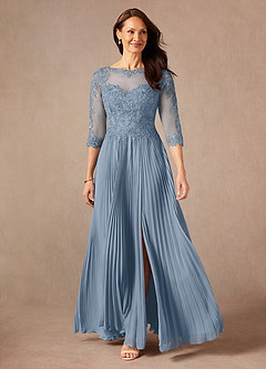 Azazie Corinne Mother of the Bride Dresses Dusty Blue A-Line Sequins Chiffon Dress image3