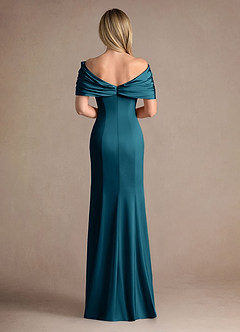 Azazie Auberdeen Mère de la mariée Robes Robe Sirène en Satin extensible Plissée Bleu Encre image3