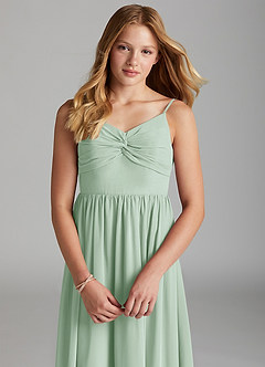 Azazie Zeya Junior Agave A-Line Chiffon Dress image6
