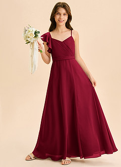 Azazie Kelsea Junior Klä av A-Line i Chiffong Rynkad image3