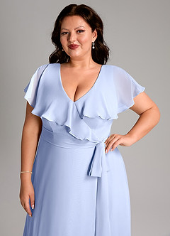 Azazie Lainey Bridesmaid Dresses Ice A-Line with Pockets Chiffon Dress image13