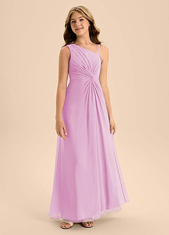 Azazie Brooke Junior Candy Pink A-Line Side Slit Chiffon Dress image5