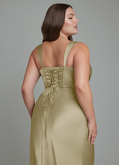 Azazie Agustina Bridesmaid Dresses Moss Green Mermaid Corset Stretch Satin Dress image13