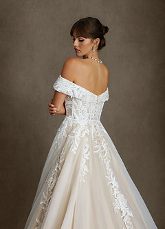 Azazie Becca Wedding Dresses Diamond White Champagne A-Line Sweetheart Neckline Tulle Dress image6