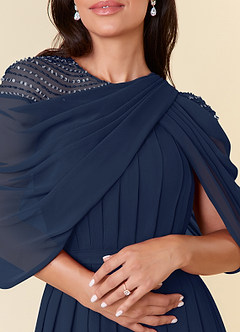 Azazie Olena Mother of the Bride Dresses Dark Navy A-Line Sequins Chiffon Dress image5