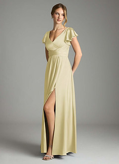 Azazie Omari Jurken voor bruidsmeisjes Jurk van Stretch Satijn met A-Lijn Citroensorbet image4