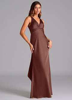 Azazie Hati Bridesmaid Dresses Espresso Mermaid Stretch Satin Dress image4