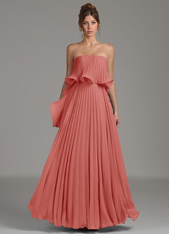 Azazie Alexia Robes de demoiselle d'honneur Robe Trapèze en Mousseline de soie Rayé Antique Rose image4