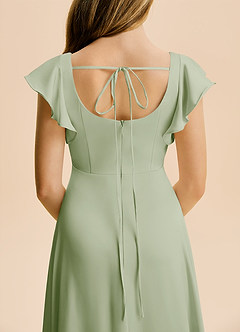 Azazie Bondi Junior Dusty Sage A-Line Side Slit Stretch Satin Dress image6