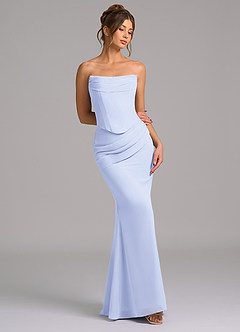 Azazie Sorrel Vestidos de damas de honor Vestido de Lavanda de Gasa de Corte Sirena con Corsé image7