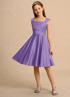 Azazie Budle Girls Formal Flower Girl Dresses Tahiti A-Line Pleated Matte Satin Dress image3