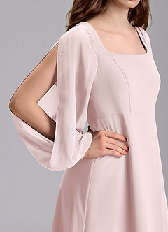 Azazie Bondi Junior Vestido de Rosa Rubor de Gasa de Corte en A con Blusón image8